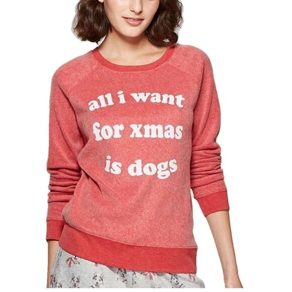 All I Want For Xmas Is Dogs Sweatshirt Red - Picture 1 of 8